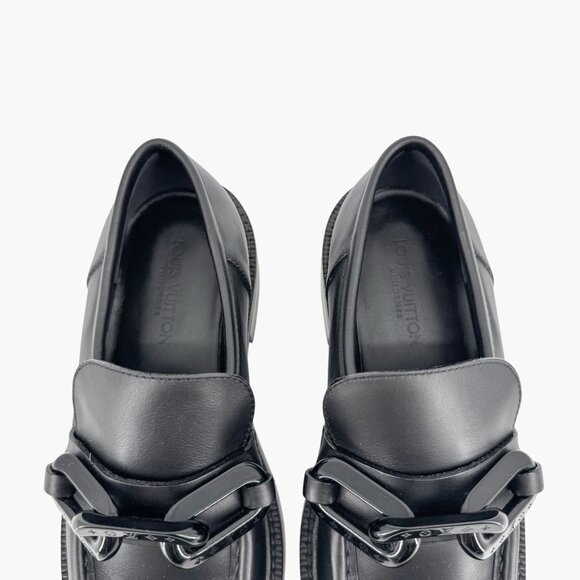 Louis Vuitton Academy Loafers Black LV Chain Platform Size 37.5 US 7.5 Women's - Picture 5 of 15